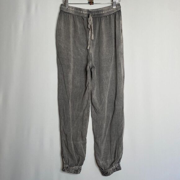 Rhea Pants Grey Pull-On Drawstring Soft Flow Viscose Pockets Embroidered XS - Picture 2 of 12